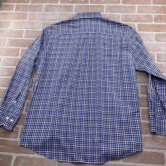 Peter Millar Shirt Men XLarge Blue Purple‎ Check Gingham Cotton Classic Casual - Picture 8 of 9